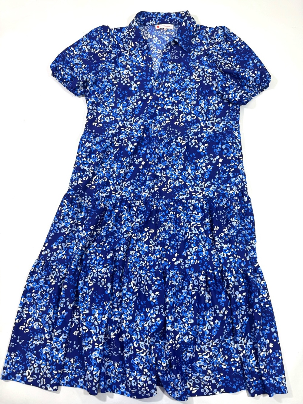 Jude Connally Portia Dress Blue Painterly Cheetah Beacon - Picture 2 of 8